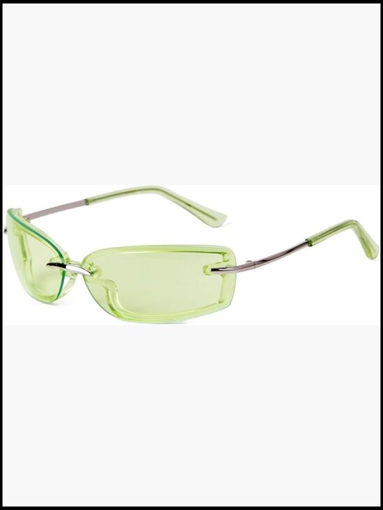 Retro Wrap Around Rimless Sunglasses for Men Women Rectangle UV Protection main image 5